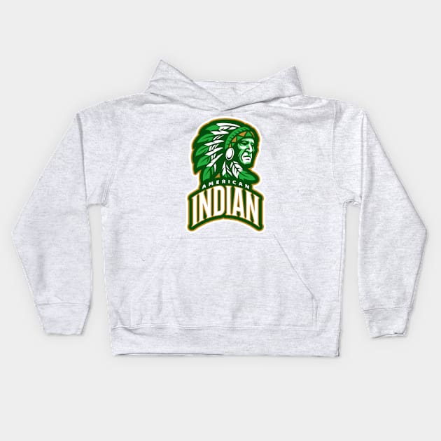 American Indian Green Logo Kids Hoodie by Steady Eyes